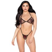 CONJUNTO LEG AVENUE - 86147 FISHNET SUTI� TOP E G-STRING CUECA PRETO - ONE SIZE