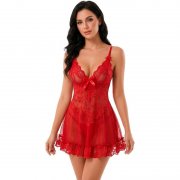 BABYDOLL LIVCO CORSETTI FASHION - NUIT SET T-SHIRT + VERMELHO PANTY 2028 