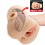 PDX PLUS - DOUBLE POUNDER VIBRATING SQUEEZE STROKER LIGHT 20.5 CM