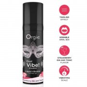VIBRADOR L�QUIDO COM EFEITO VIBRA��O ORGIE - DUAL VIBE! MORANGO GIN E TONIC KISSABLE LIQUID VIBRATOR 15 ML