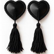 CHILIROSE - CR 4897 HEART-SHAPED NIPPLE COVERS WITH BLACK TASSELS