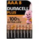 Foto 0: DURACELL - PLUS POWER 100 ALKALINE BATTERY AAA LR03 8 UNIT