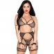 Foto 0: CONJUNTO LEG AVENUE - 89362 TOP + TANGA+ GARTER CINTO + HANDCUFFS PRETO - ONE SIZE