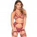 Foto 0: CONJUNTO LEG AVENUE - 89362 TOP + TANGA+ GARTER CINTO + HANDCUFFS VERMELHO - ONE SIZE