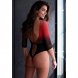 Foto 2: TEDDY PASSION - BS118 PRETO E VERMELHO MESH BODYSTOCKING
